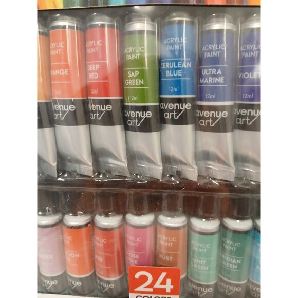 Artist Quality Acrylic Paint Set 24 Tubes Blends Easily Brilliant Colors Pro - Picture 6 of 16